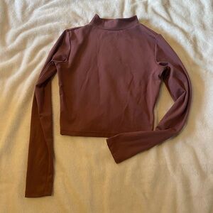 Mock Neck Long Sleeve Top - Mauve
